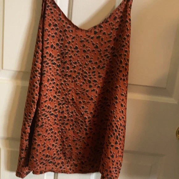 Tan top Entro size large brown leopard print adjustable straps - Picture 4 of 5